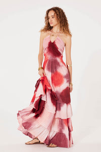 Tie Dye Fire Maxi Dress