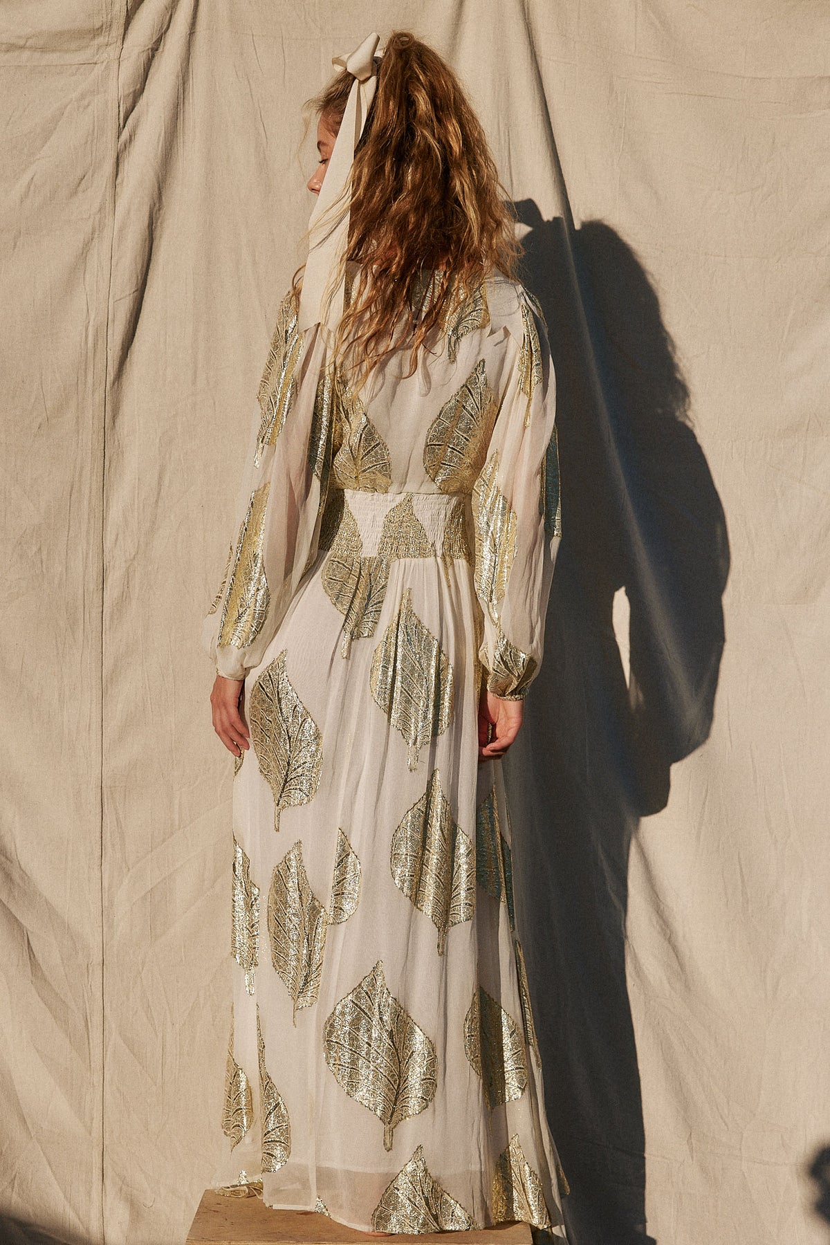 Gold Leaf Lapis Maxi Dress