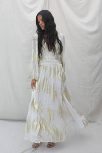 Gold Leaf Lapis Maxi Dress