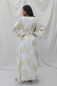 Gold Leaf Lapis Maxi Dress