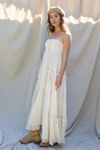 natural gauze maxi dress