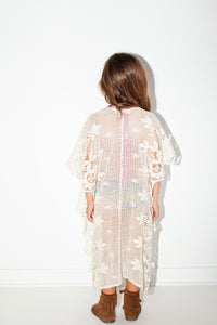 Unlined Romantic Little mykonos kaftan in shell (natural) lace