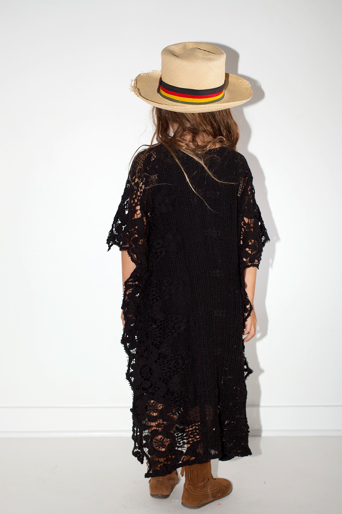 Lined Romantic Little mykonos kaftan in black lace