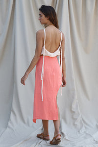 asymmetrical skirt with right leg exposed