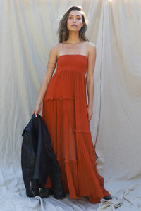 lavender fields maxi dress in burnt orange