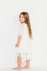 Lined Romantic Little mykonos kaftan in pearl (white) lace