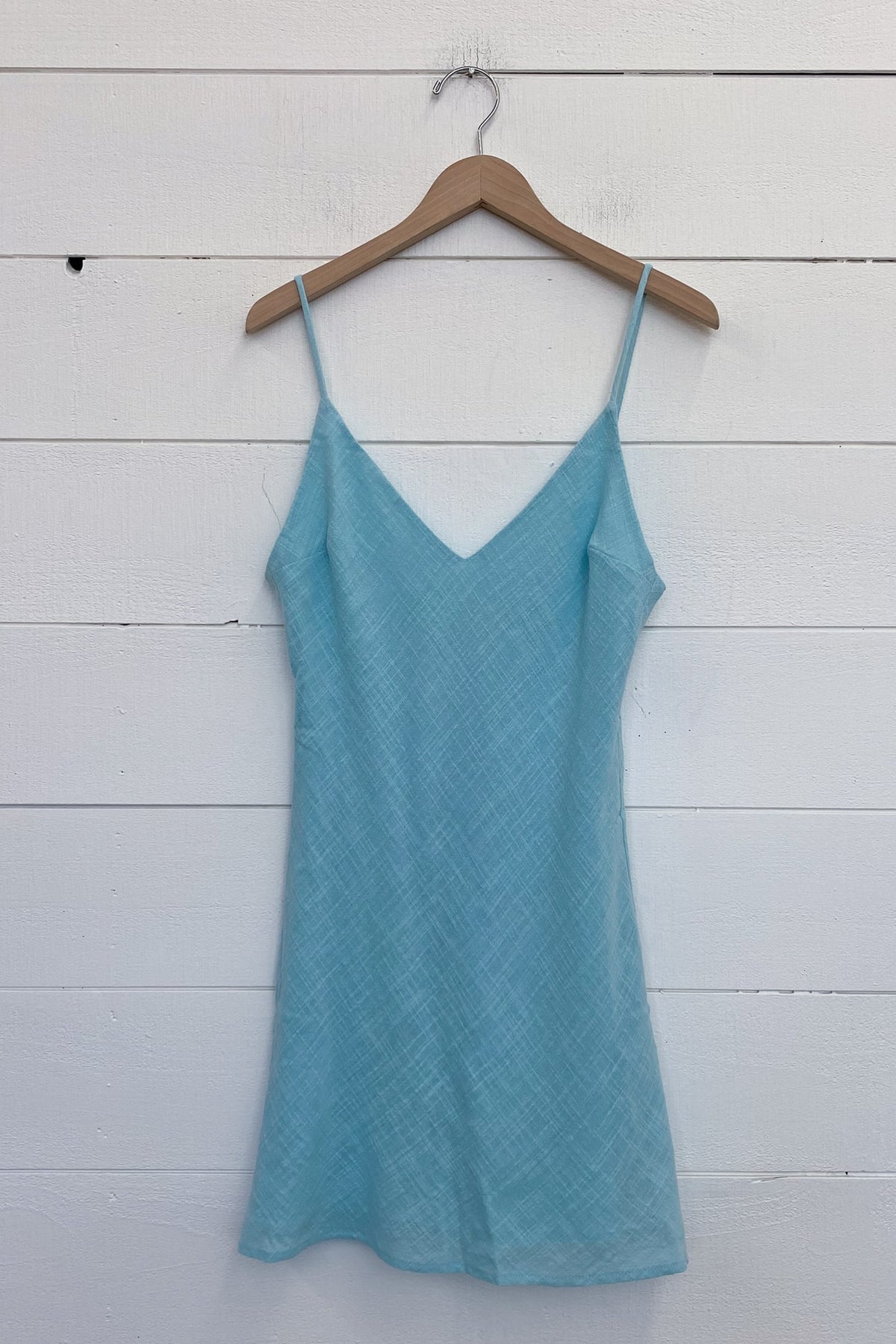 blue mini slip dress